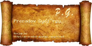 Preradov György névjegykártya